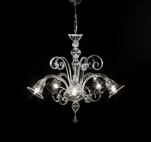 Tintoretto lampadario in vetro di Murano 5 luci cristallo