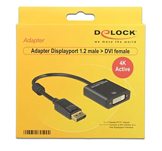 Delock Adapter DisplayPort 1.2 maschio> DVI femmina 4K nero attivo