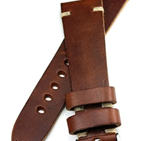 Rios 1931, cinturino per orologio da uomo da 22 mm in pelle marrone Pilot Vintage