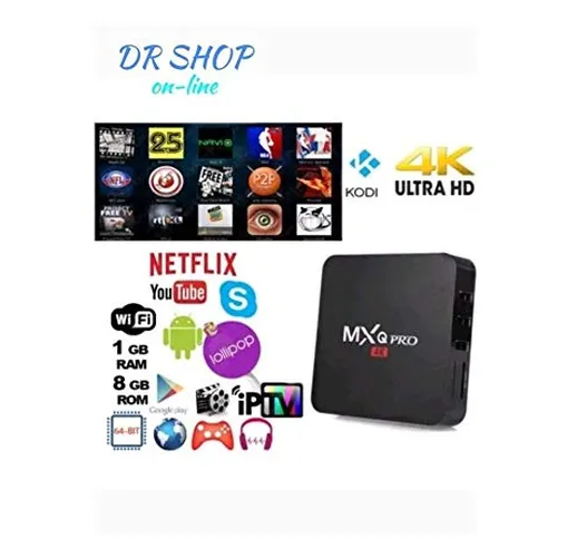 TV BOX ANDROID MXQ PRO 4K SMART IPTV OR7 PENTACORE 64 BIT WIFI 2+16 GB MINI PC
