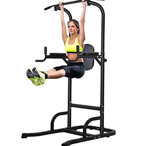 OneTwoFit Power Tower Multifunzione per Flessioni, Trazioni, Fitness e Addominali. Struttu...