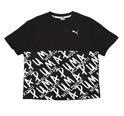 Puma Alpha Graphic G Tee, Maglietta Bambina, Nero (Black), 110