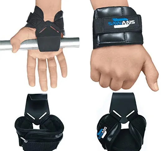 Ganci per sollevamento pesi di retromarcia Grips training Gym cinghie guanti supporto per...