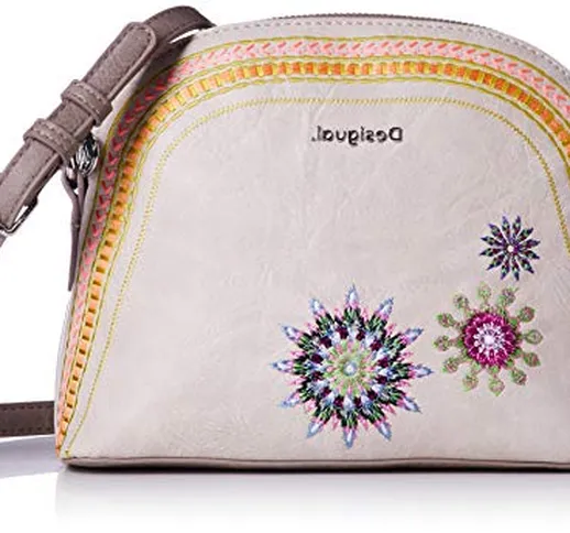 Borse donna tracolla Desigual Beige piccola Borsa donna a spalla mandala ricamati fiori Bo...