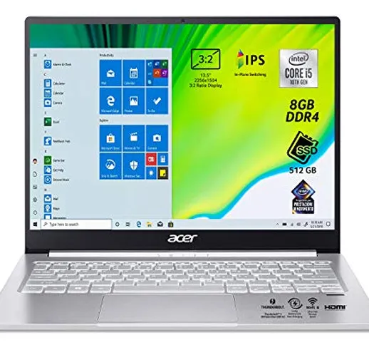 Acer Swift 3 SF313-52-550X Pc Portatile, Notebook con Processore Intel Core i5-1035G4,Ram...