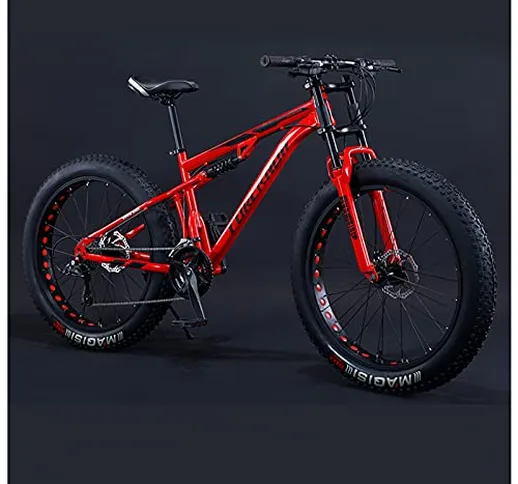 NENGGE Mountain Bike da 24 Pollici, Bicicletta Biammortizzata con Pneumatici 4.0 Grassi, 7...