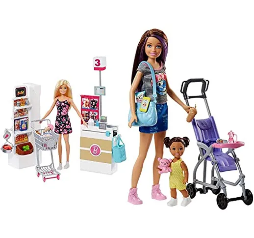 Barbie Babysitter Bebe E Passeggino Playset Con Bambola Skipper E Accessori, Giocattolo Pe...