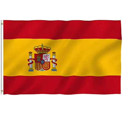 MLIAN Bandiera Spagna, 150 x 90 cm, Grande Bandiera Nazionale con 2 Occhielli in Ottone