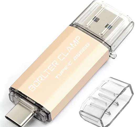 256GB Chiavetta USB 3.0 Tipo C, BorlterClamp 2 in 1 Pen Drive (USB C e USB 3.0) OTG Memori...