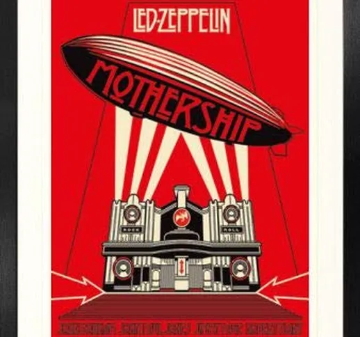 1art1 LED Zeppelin Mothership Red Poster Stampa (91 x 61cm) e Cornice MDF (120 x 80cm)