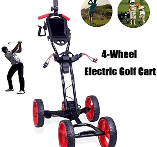 XINTONGSPP Outdoor elettriche di Carrello Golf, Pieghevole a 4 Ruote Golf Push Cart, Facil...