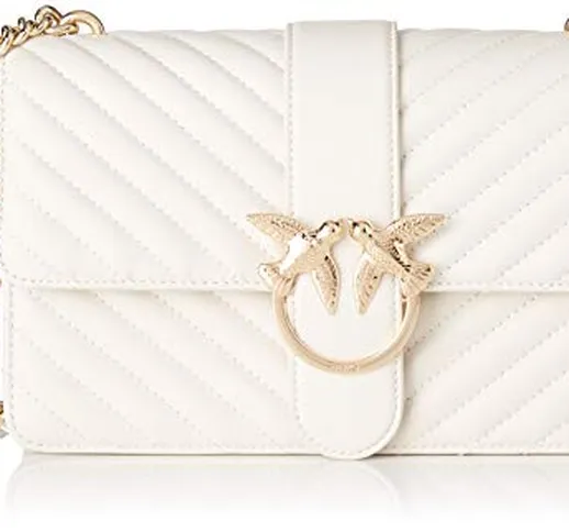 Pinko Love Classic Mix Cl Nappa, Borsa a Tracolla Donna, Bianco (White), 7.5x16.5x27 cm (W...