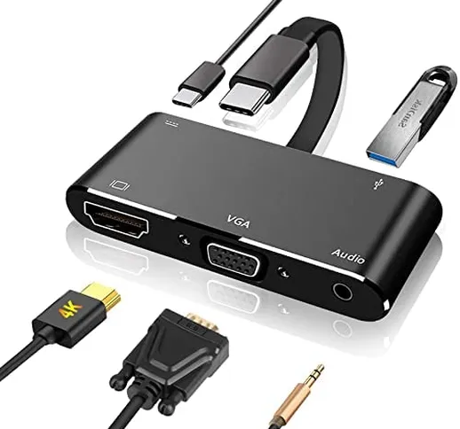 iBosi Cheng Adattatore USB C HDMI, HUB USB C 5 in 1, con 4K HDMI Adattatore VGA, USB 3.0,...