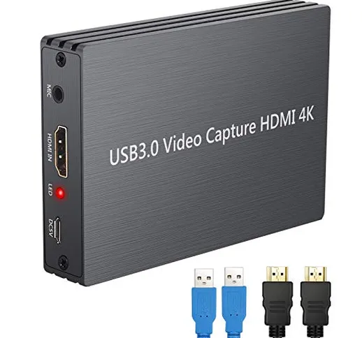 LiNKFOR 4K 60Hz HDMI 2.0 Scheda Acquisizione Video con HDMI Loop out Video Grabber Dongle...