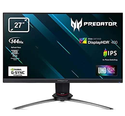 Predator XB273KGPbmiipprzx Monitor Gaming G-SYNC Compatible, 27", Display 4K IPS UHD, 144...