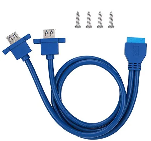 Zerone - Cavo anteriore femmina da 19 pin/20 pin, 0,5 m, con doppia USB 3.0 per supporto d...