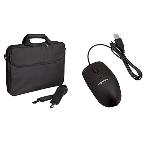 Tech Air TANB0100 Borsa per pc portatile 15,6 pollici, Nero & AmazonBasics Mouse USB, 3 pu...