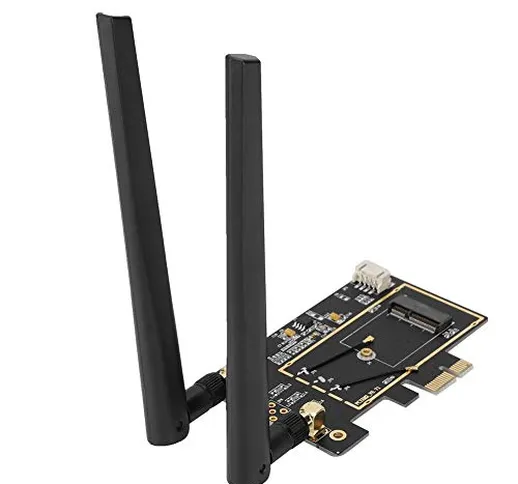 Scheda PCI-E M.2 / NGFF, Vincitore M.2 NGFF a PCI-E 1X Adattatore WLAN da rete Convertitor...