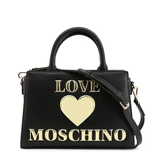 Moschino Borsa donna Love mano/tracolla in ecopelle nero/cuore gold. B21MO72