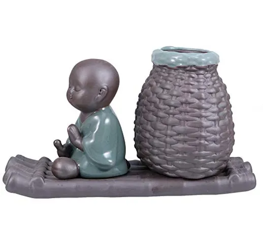 YARNOW - Buddha in ceramica zen monaco statua piante succulente, vaso idroponico, vaso per...