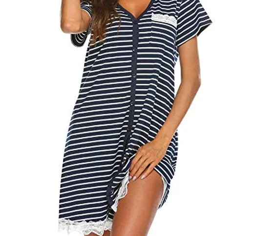 UNibelle Vestaglia Parto Ospedale Camicia da Notte Donna Scollo a V Corta Nightdress Prema...