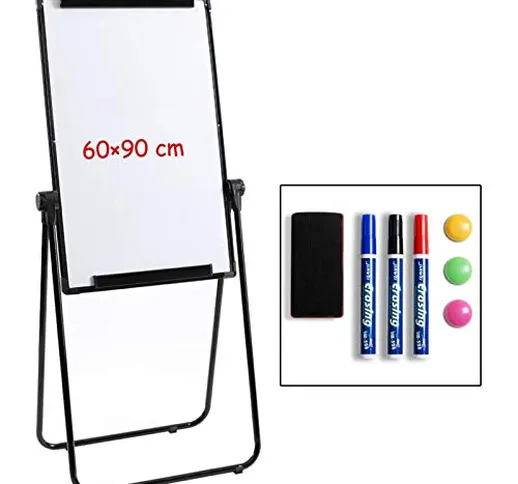 DOEWORKS 90 cm x 60 cm lavagna bianca magnetica u-stand/flipchart Easel, doppi lati suppor...