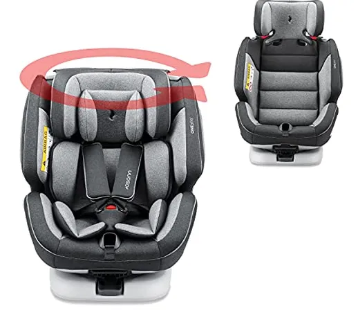 Gruppo 0+/1/2/3 (0-36kg) seggiolino auto isofix 360° girevole - indietro alla strada 0-18k...