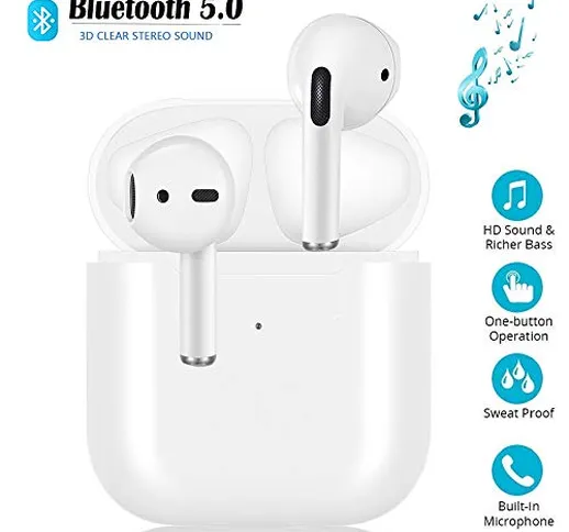 Cuffie Bluetooth Auricolari Bluetooth Senza Fili Cuffie In-EarCancellazione Rumore con Mic...