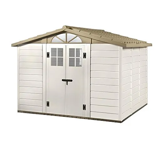 Casetta PVC box porta attrezzi con pavimento finestre giardino TUSCANY-EVO-280