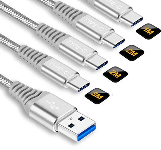 Cavo USB Type C Ricarica Veloce[4pezzi,1M+2M+2M+3M],Cavetto Caricabatterie Tipo C per Sams...