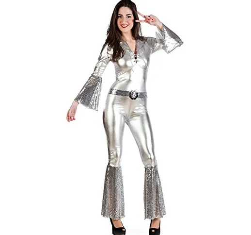 Disco Lady - costume da donna per travestimento - tuta intera in stile anni '70 - carneval...