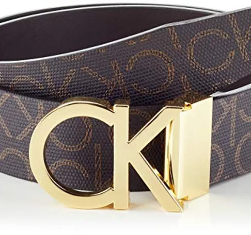 Calvin Klein Ck Rev.adj. New Mono Belt 3.5cm Cintura, Marrone (Brown Monogram 0hd), Small...