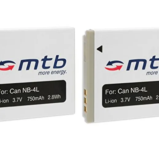 2x Batteria per Canon NB-4L – compatibili con Canon IXUS 30 40 50 55 60 65 70 75. vedi lis...