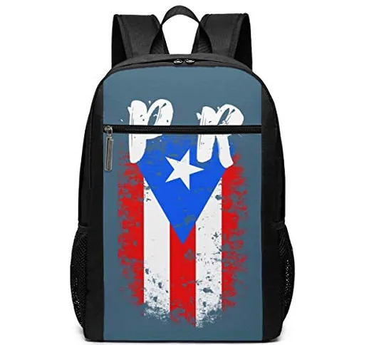 Puerto Rico PR Flag Unisex Multiuso Borsa a Tracolla Zaini Scuola Libreria Casual Daypack...
