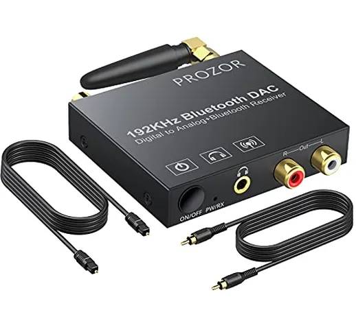 PROZOR DAC Convertitore Audio Digitale 192 khz con Ricevitore Bluetooth 5.0 Convertitore C...