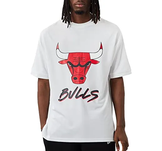 New Era NBA Script Mesh T-Shirt, Magliette Donna Uomo, Blanc,
