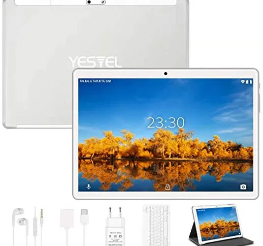 Tablet 10 Pollici 4GB RAM + 64GB ROM con Wi-Fi e Doppia SIM Lte, HD Android 10 Originale Y...