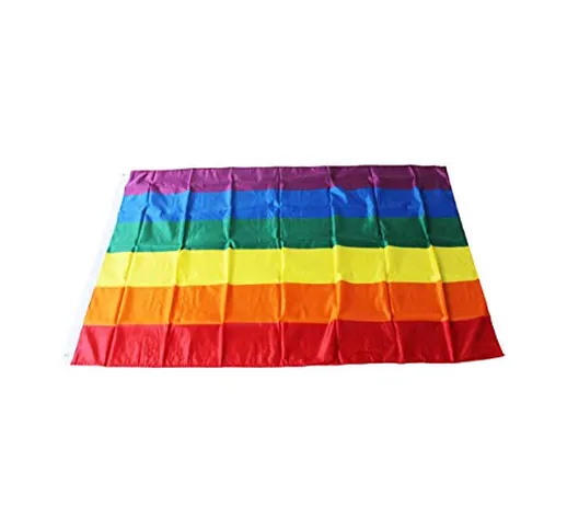 Tellaboull 150 * 90 cm 5 * 3ft Gay Lesbiche Colorate Arcobaleno Bandiere Pace Banner Parat...