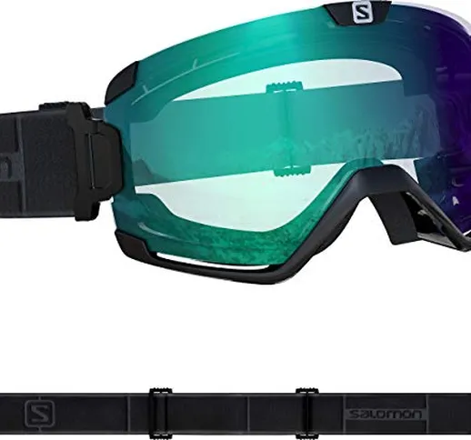 SALOMON Cosmic Photo, Maschera da Sci Unisex Adulto, Nero/AW Blue, One Size