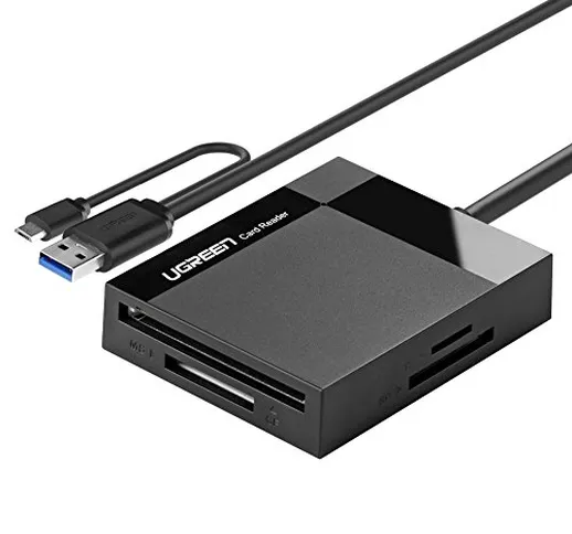 UGREEN USB 3.0 Card Reader 4 in 1 con Micro USB OTG, Adattatore Schede Memoria 5Gbps, Lett...