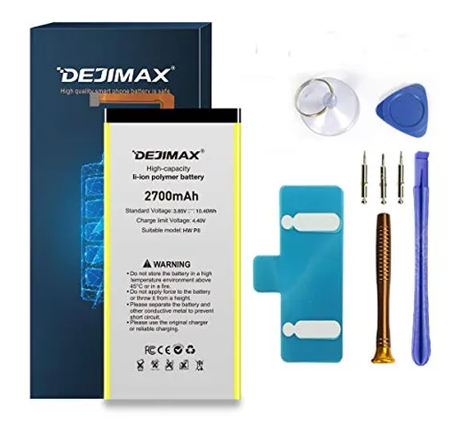 DEJIMAX 2700 mAh Batteria per Huawei P8/HB3447A9EBW（non per P8 Lite）, batterie di ricamb...