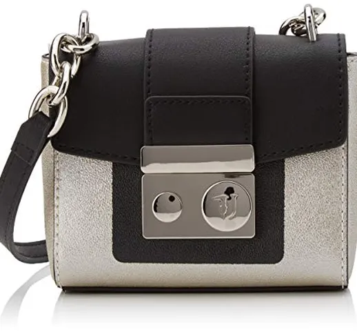 Trussardi Jeans New with Love Cacciatora SM EC, Borsa a Tracolla Donna, Grigio (Platinum/B...