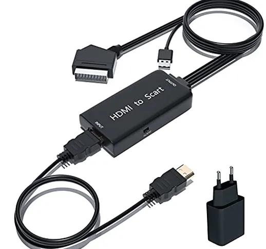 TLsiwio Convertitore da HDMI a SCART, Adattatore HDMI SCART Converter HDMI to Scart Compos...