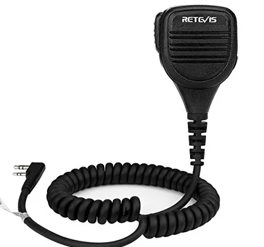 Retevis RS112 Walkie Talkie Altoparlante Microfono 2 Pin IP54 Impermeabile con 3.5mm Auric...