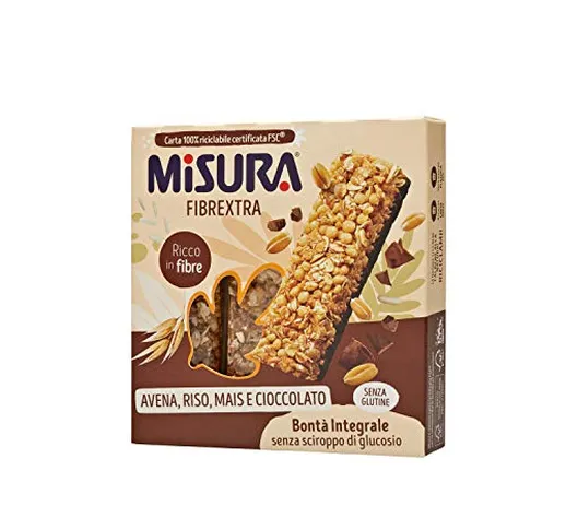 Misura Snack Cereali Fibrextra | Barrette Cereali, Avena, Riso, Mais e Cioccolato | Confez...