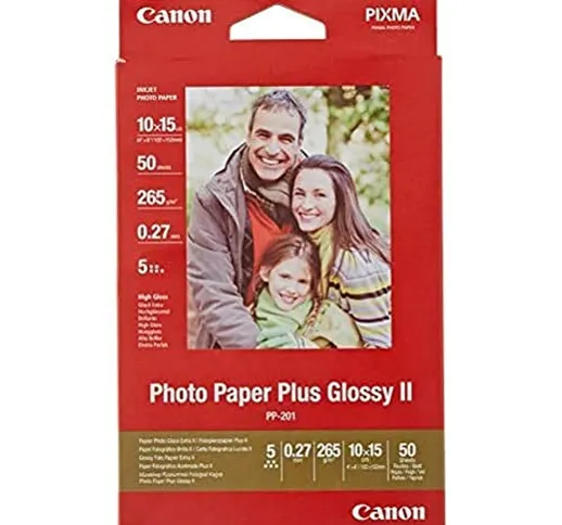 Canon 2311B003 PP-201 Carta Fotografica - 10 x 15 cm, 265 g/m2, Pacco da 50, 50 Pezzi