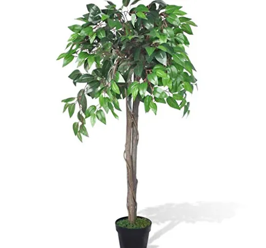 vidaXL Albero Ficus Artificiale con Vaso 110cm Pianta Finta Fiore Casa Ufficio