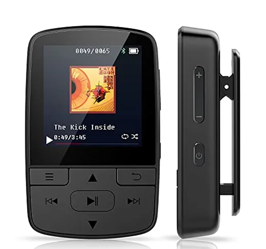 Lettore MP3 Bluetooth Clip 8GB Mini Lettore Musicale Portatile, Radio FM, Registratore Voc...