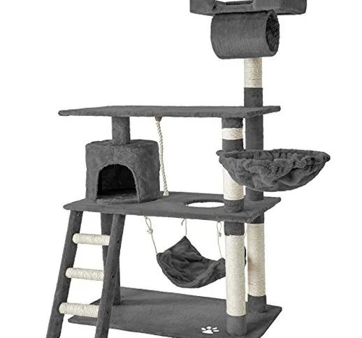 TecTake Tiragraffi per gatto gatti gioco albero 141 cm con amaca - disponibile in diversi...