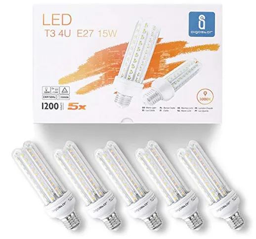 Lampadina LED E27 15W, Luce Bianca Calda 3000K, 1200 Lumen, Angolo a Fascio 360°, Non Dimm...